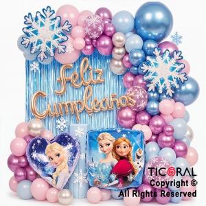 SET DE GLOBOS ARCO XL FROZEN XSR 63 UNIDADES